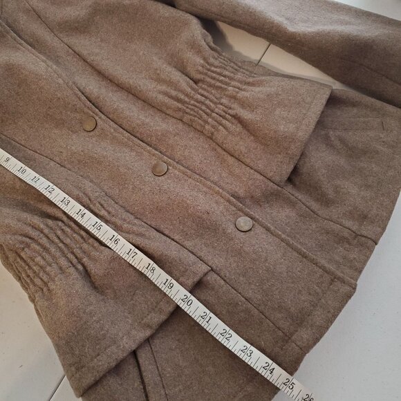 New York & Co. M‎ Wool Short Peacoat Peplum Zipper & Snap Closure Military Brown - Picture 9 of 11